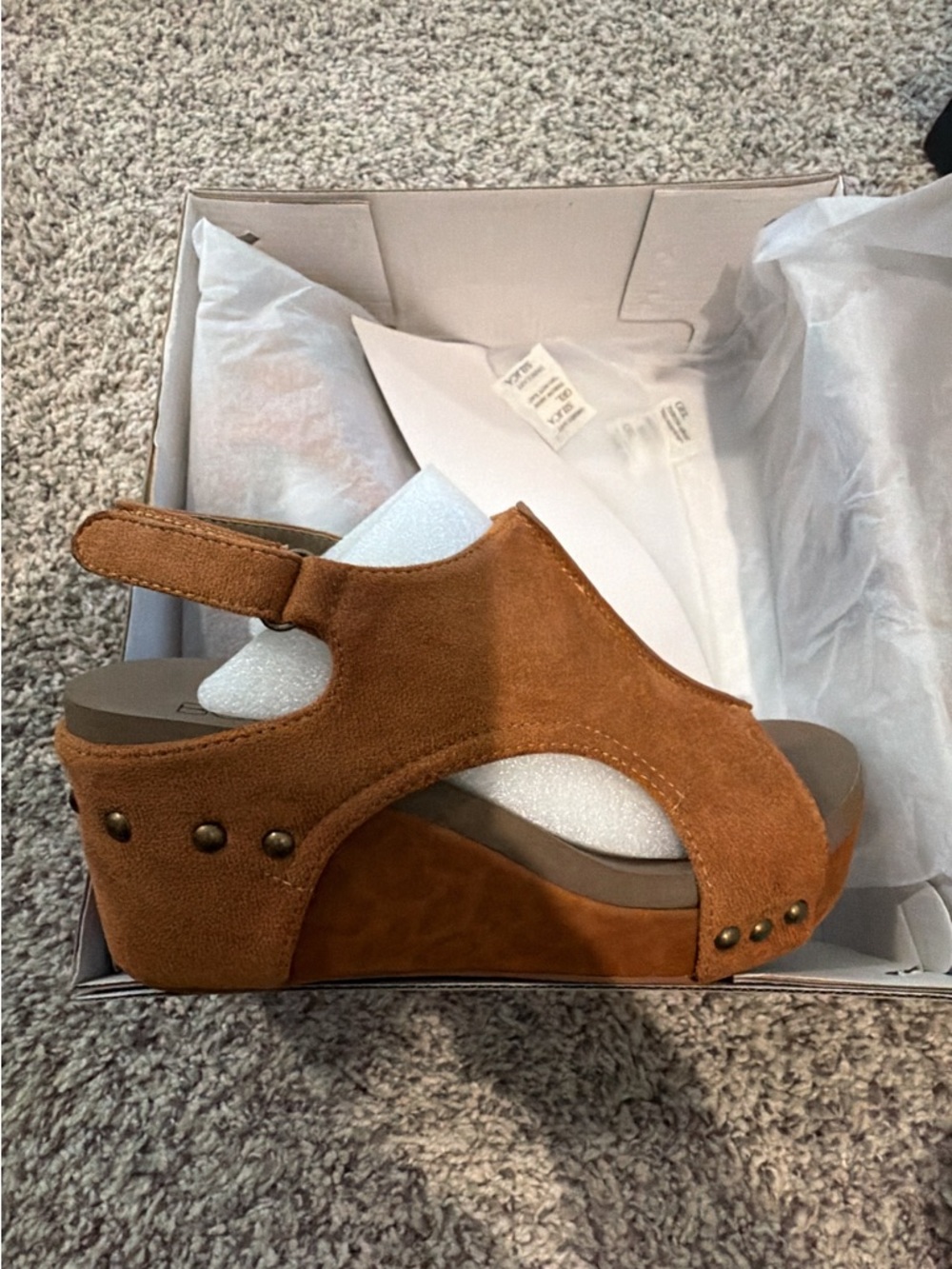 Women's Suede Slingback Wedge Sandals - Brown